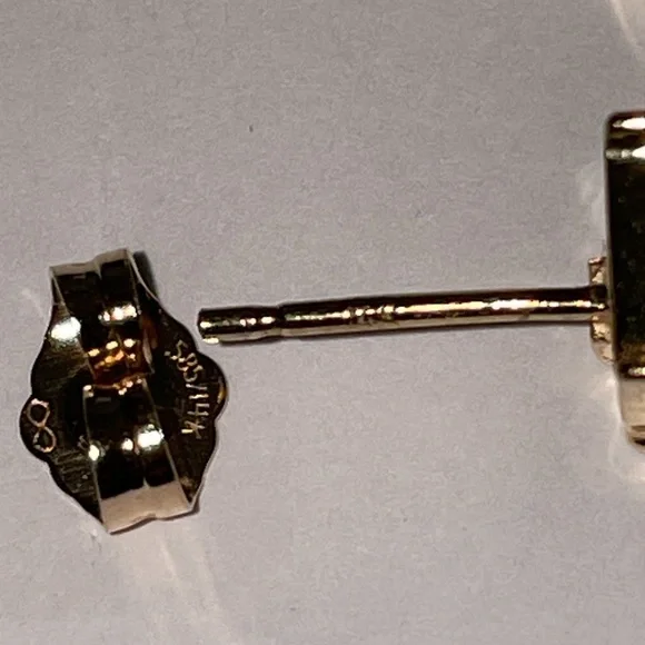 Solid Stamped 14K Yellow Gold Natural Diamond Stud Earrings Unisex Men Women